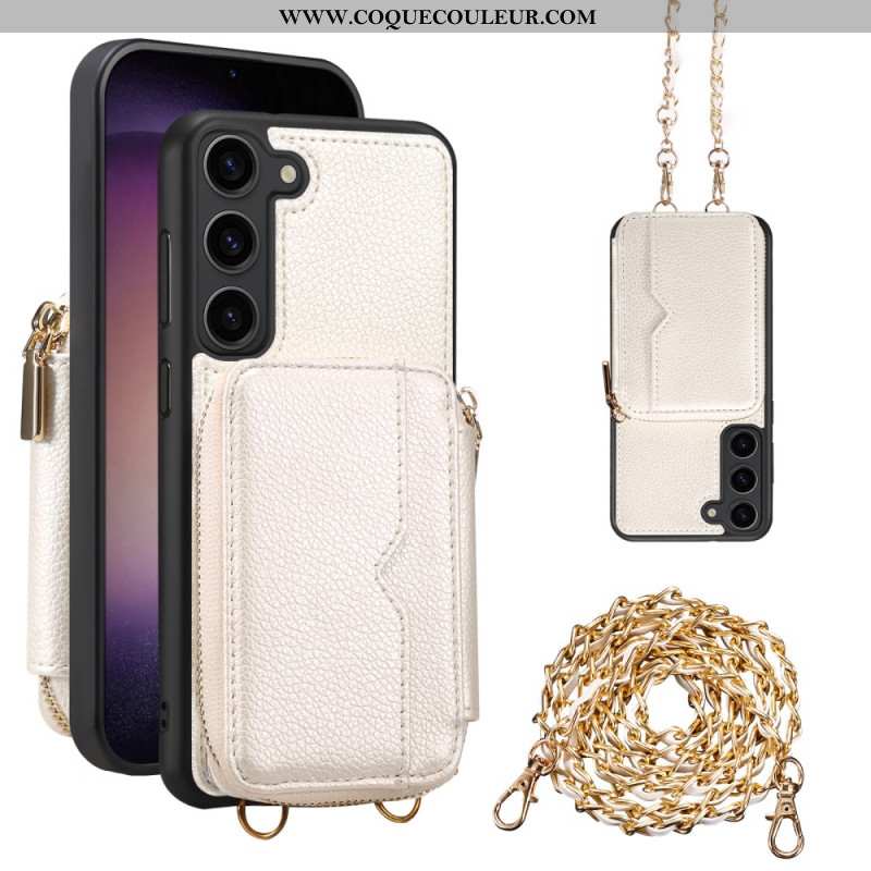 Coque Samsung Galaxy S24 Plus Portefeuille Intégré et Bandoulière