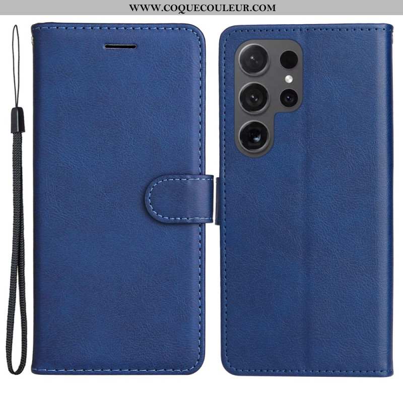 Housse Samsung Galaxy S24 Ultra 5G Couleur Unie avec Lanière