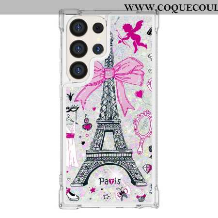 Coque Samsung Galaxy S24 Ultra 5G Paillettes Tour Eiffel