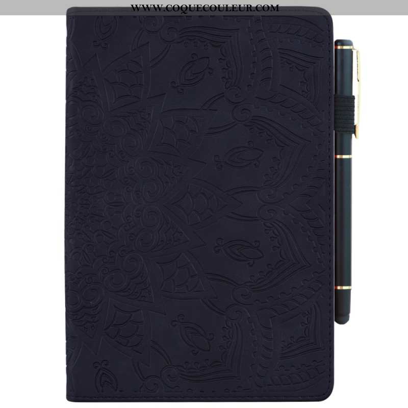 Étui Samsung Galaxy Tab S9 / S9 FE / S8 / S7 Motif Fleur et Sangle Porte-Stylet