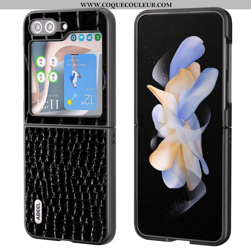 Coque Samsung Galaxy Z Flip 5 Vrai Cuir Texturé ABEEL