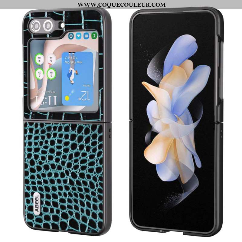 Coque Samsung Galaxy Z Flip 5 Vrai Cuir Texturé ABEEL