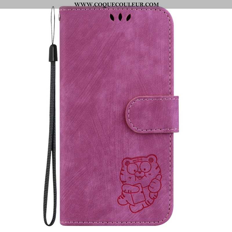 Housse Xiaomi Redmi Note 13 Pro Plus 5G Tigre Mignon à Lanière