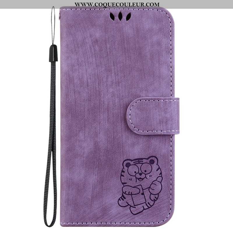 Housse Xiaomi Redmi Note 13 Pro Plus 5G Tigre Mignon à Lanière