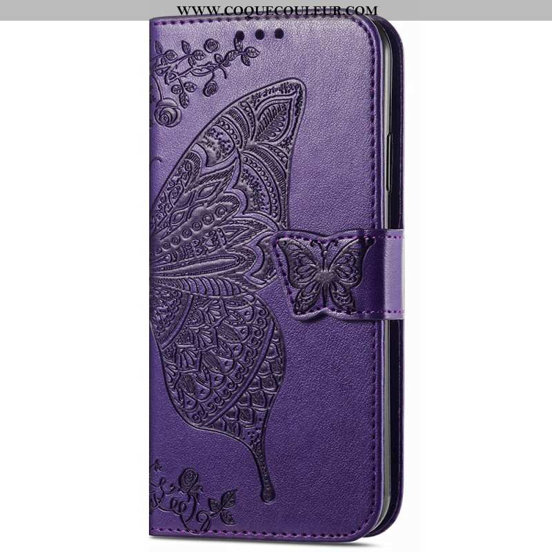Housse Xiaomi Redmi Note 13 Pro Plus 5G Papillon Baroque à Lanière