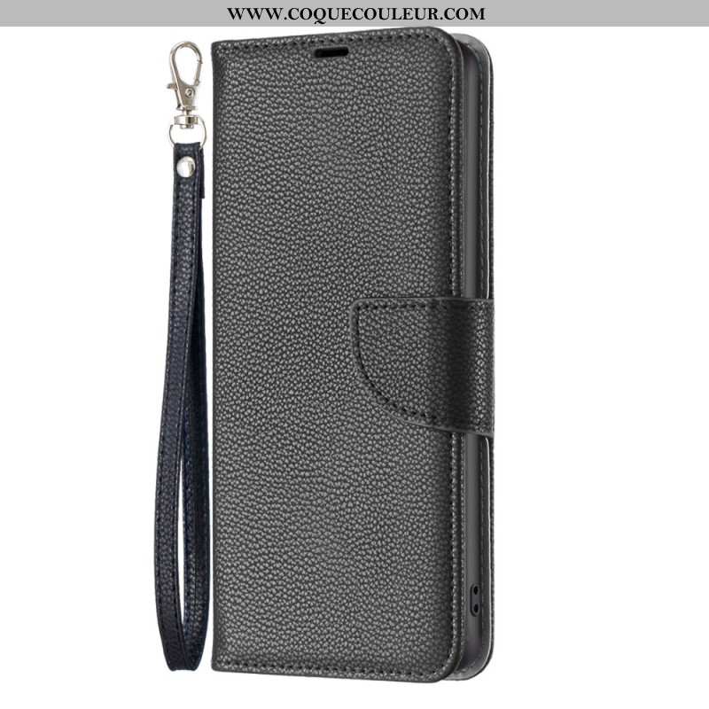 Housse iPhone 16 Plus Texture Litchi à Lanière