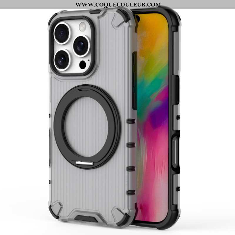 Coque iPhone 16 Pro Rayures Anneau-Support Magnétique
