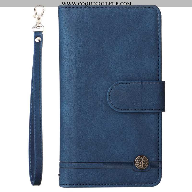 Housse iPhone 16 Portefeuille Rivet à Lanière