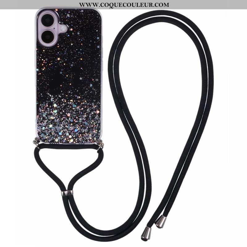 Coque à Cordon iPhone 16 Série Paillettes