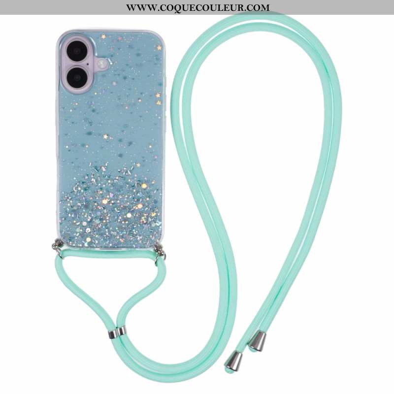 Coque à Cordon iPhone 16 Série Paillettes