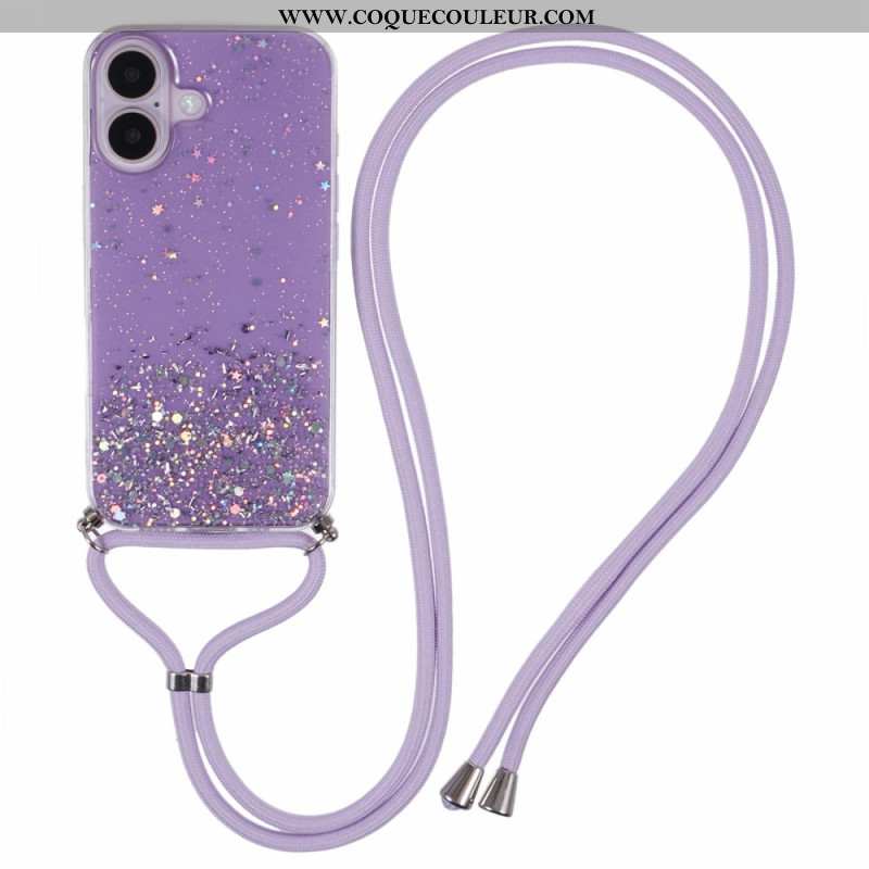 Coque à Cordon iPhone 16 Série Paillettes